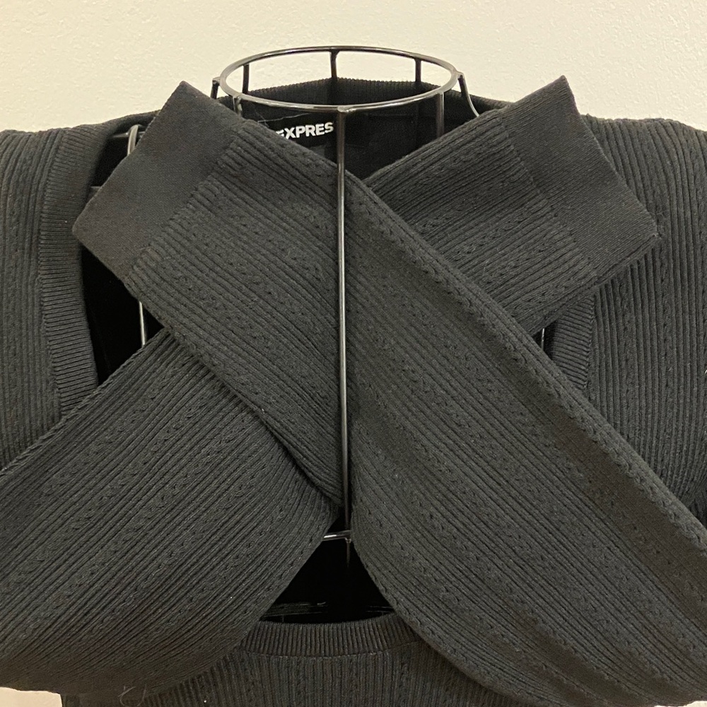 Express Black Ribbed Long Sleeve Bodysuit - Picture 7 of 10
